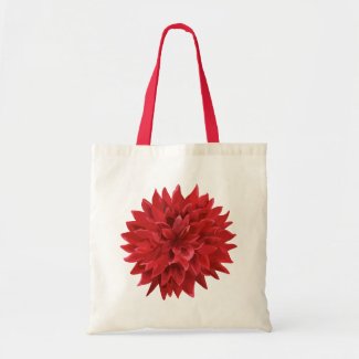 Dark Burgundy red Dahlia WaterColor Illustration Budget Tote Bag
