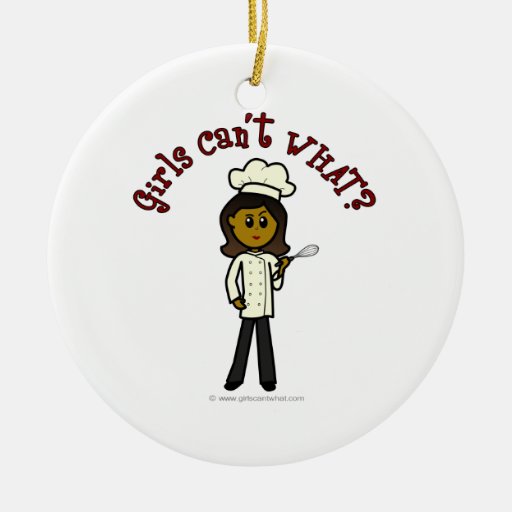 Dark Chef Girl Christmas Tree Ornaments