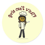 Dark Chef Girl Round Stickers