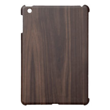 Dark Chocholate Faux Wood Pattern iPad Mini Cases