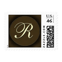 Dark chocolate brown R- Customized postage by aslentz Dark chocolate brown R- Customized postage
