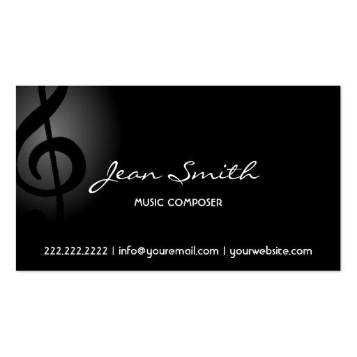 Dark Clef Music Composer Business Card (front side)