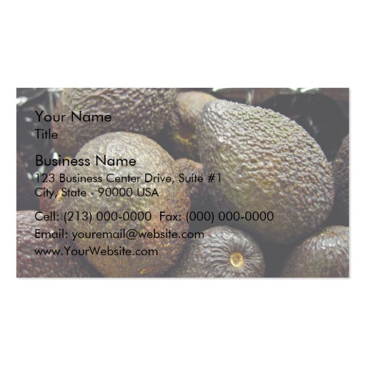Dark-colored avocado fruit business cards (front side)
