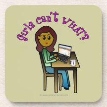 Dark Computer Girl Beverage Coasters