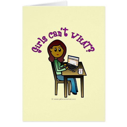Dark Computer Girl Greeting Cards