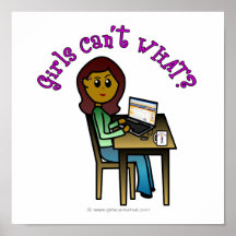 Dark Computer Girl Print
