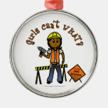 Dark Construction Girl Christmas Ornaments