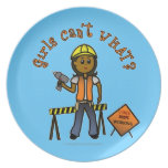 Dark Construction Girl Party Plates