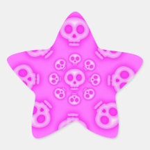 Dark Cotton Candy Pink Skull Star sticker