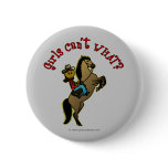 Dark Cowgirl on Horse Button