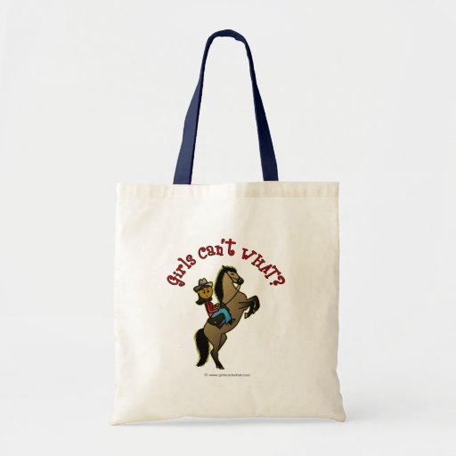 Dark Cowgirl on Horse Canvas Bag