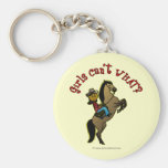 Dark Cowgirl on Horse Keychain