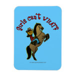 Dark Cowgirl on Horse Magnets