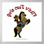 Dark Cowgirl on Horse Posters
