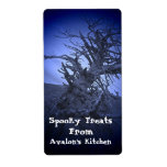 Dark Creepy Tree Halloween Treats Baking Label