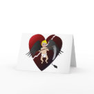 postcard - Black-winged cupid wields a scythe. No heart-tipped arrows for this little match-breaker. Beware the Dark Cupid. This is for all you Anti-Valentine's Day celebrants out there.