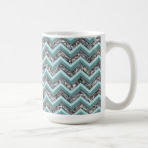 Dark Cut Glass and Teal Zigzag Coffee Mug