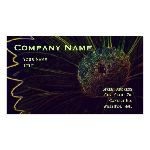 Dark Daisy Business Card Template on Cream Stock (front side)