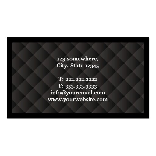 Dark Diamond Quilt Announcer Business Card (back side)