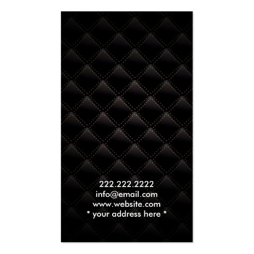 Dark Diamond Quilt Hairdresser Business Card (back side)