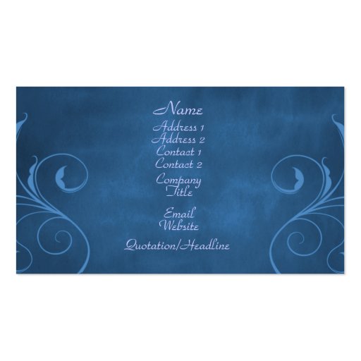 Dark Elegance Business Card, Royal Blue (front side)