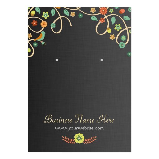 Dark Elegant Swirl Floral Earring Cards Business Cards (front side)
