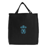 Dark Embroidered Monogram Canvas Tote Bag