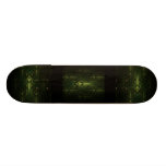 Dark Emerald Green Faces. Fractal Art. Skate Deck