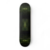 Dark Emerald Green Faces. Fractal Art. Skate Deck