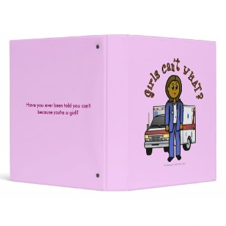 Dark EMT Paramedic Girl 3 Ring Binder