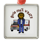 Dark EMT Paramedic Girl Christmas Ornament