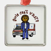 Dark EMT Paramedic Girl Christmas Ornament