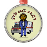 Dark EMT Paramedic Girl Christmas Ornament