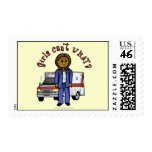 Dark EMT Paramedic Girl Stamp