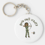 Dark Female Archery in Camouflage Keychain
