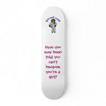 Dark Female Astronaut skateboards