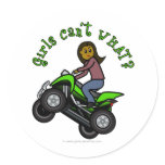 Dark Female ATV \ Four Wheeler Driver Round Sticker