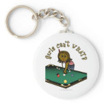 Dark Female Billiards Player Keychains