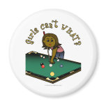 Dark Female Billiards Player Magnets
