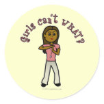 Dark Female Coach Round Sticker
