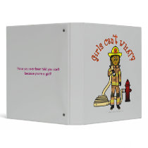 Dark Female Fire Fighter 3 Ring Binder