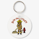 Dark Female Fire Fighter Keychains