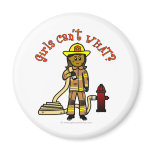 Dark Female Fire Fighter Magnets