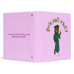 Dark Female Graduate in Green Cap and Gown Binders