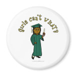Dark Female Graduate in Green Cap and Gown Magnets