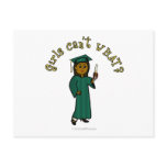 Dark Female Graduate in Green Cap and Gown Postcards