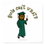 Dark Female Graduate in Green Cap and Gown Prints