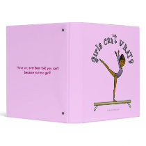 Dark Female Gymnast on Balance Beam 3 Ring Binder