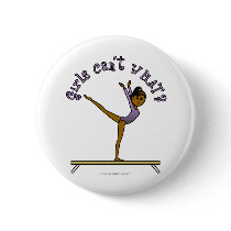 Dark Female Gymnast on Balance Beam Button