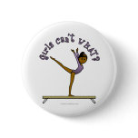 Dark Female Gymnast on Balance Beam Buttons